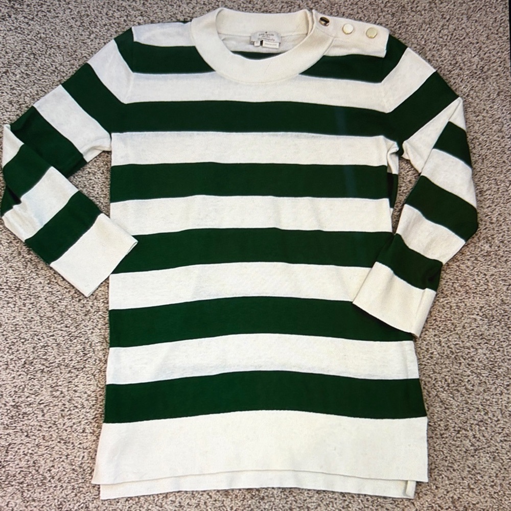 Kate Spade Green Rugby Stripe Sweater, XS